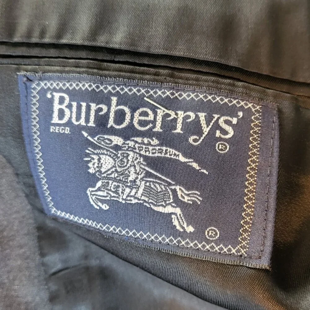 Vintage Burberrys Suit Jacket Sportscoat Super 100s Wool Black Men's 42R FLAWED
